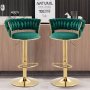 Kc Furn-set Of 2 Cady Velvet Swivel Bar Stool Green