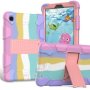 For Samsung Galaxy Tab A7 Lite T220 / T225 Two-color Robot Shockproof Silicone + PC Protective Case With Holder Rainbow+rose Gold