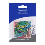 Marlin Office Essentials Colour Paper Clips 33MM 100'S Blister Card Pack Of 12