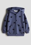 Zip-through Hoodie - Blue & Hearts