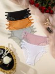 5PCS Seamless Lace Briefs Sexy Comfy Breathable Stretchy Intimates Panties Women's Lingerie & Underwear