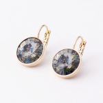 Bell A Gold & Smoky Grey Crystal Drop Earrings - Smoky Grey