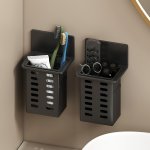 1PC Wall-mounted Storage Box Black Toothpaste Holder Toothbrush Holder Bathroom Toiletries Shelf Mobile Phone And Air Conditione