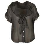 Frill Collar Bow Shirt - Black Free