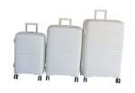 Smte Unbreakable Travel Luggage 3 Piece Suitcases Spinner Cream White With Keychain