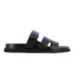 Slip-on Leather Slides -black