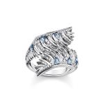 Ring Phoenix Wing With Blue Stones Silver - 54