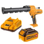 Ingco - Cordless Caulking Gun 20 V Kit With 4.0AH Battery & Charger