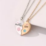 2PCS Cute Mother And Son Heart Magnetic Necklaces For Women Men Fashion Lovely Best Friends Love Sun Star Charm Stitching Pendan