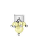 Silvershine Swarovski Pastel Yellow Pearl Cluster Link