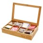 Tea Box Storage Organizer 8 Compartments Made Of Bamboo