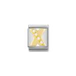 Composable Big Link Letter X In Gold With Stones