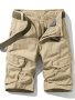 Men's Cargo Shorts With Pockets In Solid Color Loose Fit And Trendy For Casual Wear Belt Not Included Bermuda Shorts