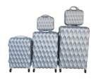 Smte 5-PIECE Travel Trolley Luggage Set Durable Lightweight Versatile Suitcases Silver With Keychain