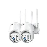 2PIECE Indoor Ptz Camera Bluetooth Pairing Cloud & Tf Card Storage