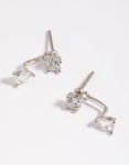 Silver Cubic Zirconia Teardrop Jacket Earrings