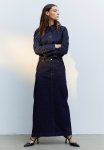 Long Denim Skirt - Dark Denim Blue