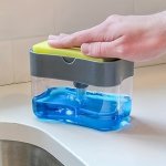 Complete Kitchen Soap Dispenser Set With Pump Sponge Holder & Bonus Sponge - Latex-free Plastic Freestanding Design For Easy Dis