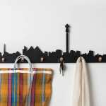 Johannesburg Skyline Wall Hooks Black Or White - White