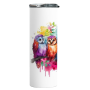 Owls Printed Skinny Tumbler Travel Mug