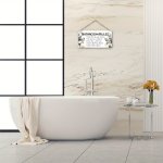 Charming White Floral Wooden Bathroom Sign - Rustic Farmhouse Decor Perfect For Shower & Dorm Walls No Power Needed
