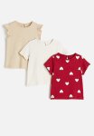 3-PACK Cotton Jersey Tops - Red & Hearts