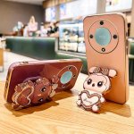 Solid Color With Drill Love Rabbit Folding Bracket Shockproof And Scratch-resistant Mobile Phone Case For Huawei Honor X9A X8A X