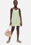 Ruched Jumpsuit - Light Green small Flowers