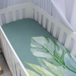 Cot Fitted Sheet Green Leaf Froggie