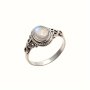Elegant Moonstone Engagement Ring For Women - Handcrafted Silvery Victorian Style With Imitation Pearls August Birthstone Alloy