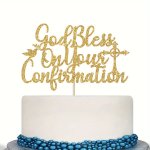 1PC God Bless On Your Confirmation Cake Topper God Blessing Prayer Birthday Party Wedding Blessing Congratulations Dessert Table