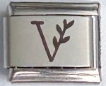 9MM Laser Italian Charm - Letter V