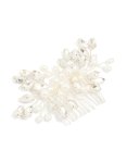 Silver Diamante Leaf Pearl Hair Comb
