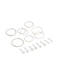 Silver Studs & Wavy Rings 12-PACK