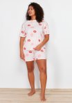Plus Patterned Knitted Pajama Set - Multi Color