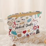 Medical Doodles Print Corduroy Makeup Bag Lightweight Zipper Storage Bag Cosmetic Organizer Versatile Toiletry Bag With Liner