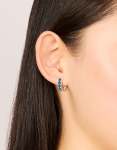 Goldair Gold Dark Blue Cubic Zirconia Small Clicker Earrings