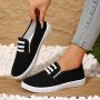 Women's Solid Color Minimalist Sneakers Slip On Lightweight Flat Soft Sole Canvas Shoes Low-top Comfort Daily White Shoes