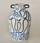 Blue & White Squiggle Pattern Ceramic Vase Handles- 38X24CM