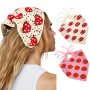 Molans 2PCS Crochet Hair Scarf Knitted Floral Bandanas Kerchief Headscarf Daisy Print Headwrap Vintage Hair Scarf For Women Girls Pink Strawberry+b
