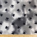 Printed Polar Fleece White With Black Paws