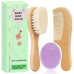 Molylove Baby Hair Brush And Comb Set For Newborns & Toddlers Wooden Baby Brush Set With Soft Goat Bristles L Wood Comb L