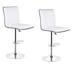 Bar Stools Kitchen Counter Chairs - Pack Of 2 - White Colour