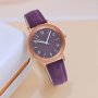 Women's Watch Casual Round Pointer Quartz Watch Analog Matte Color Pu Leather Wrist Watch