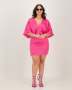 Short Sleeve Satin Formal Dress Pink MINI - Pink / M