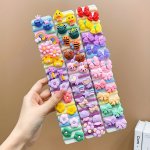 60PCS Girls Cute Cartoon Elastic Hair Rope Flowers Rainbow Bowknot Decor Hair Bands