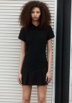 Collared Zip-front Dress - Black