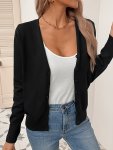 Solid Color Button Front Knitted Cardigan Casual Long Sleeve Cardigan For Spring & Fall Women's Clothing
