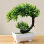 1PC Cherry Snowball Simulation Plant Potted Grass Ball Bonsai Small Tree Home Decoration Flower Ornament Creative MINI Small Simulation Tree Plant