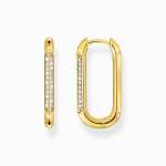 Yellow-gold Plated Oval-shaped Hoop Earrings With White Zirconia